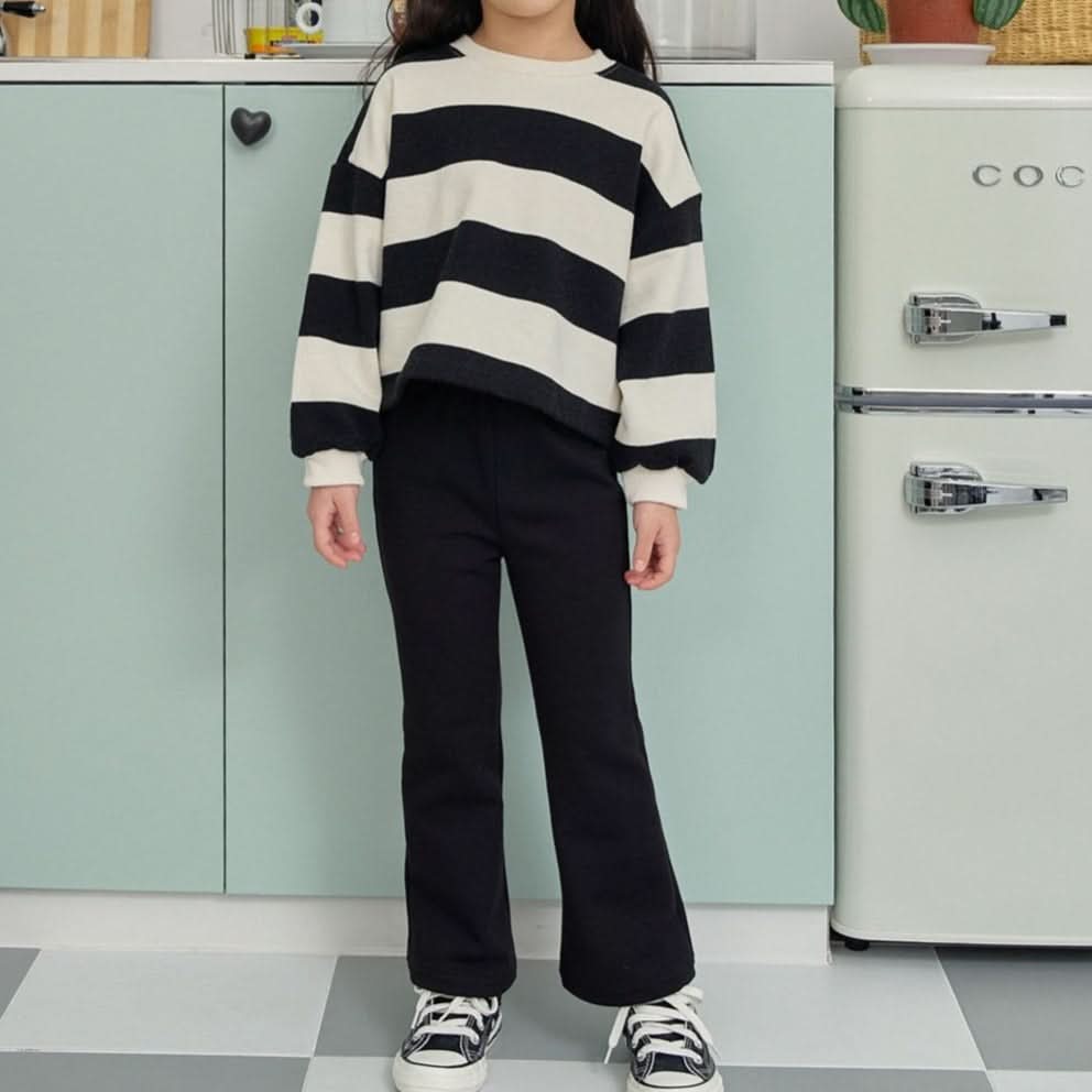 Kids Bold Stripe Crop Sweatshirt (1 - 6y) - 2 Colors kids outfit