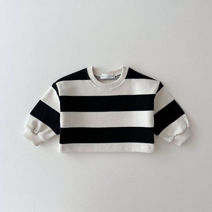 Kids Bold Stripe Crop Sweatshirt (1 - 6y) - 2 Colors kids outfit