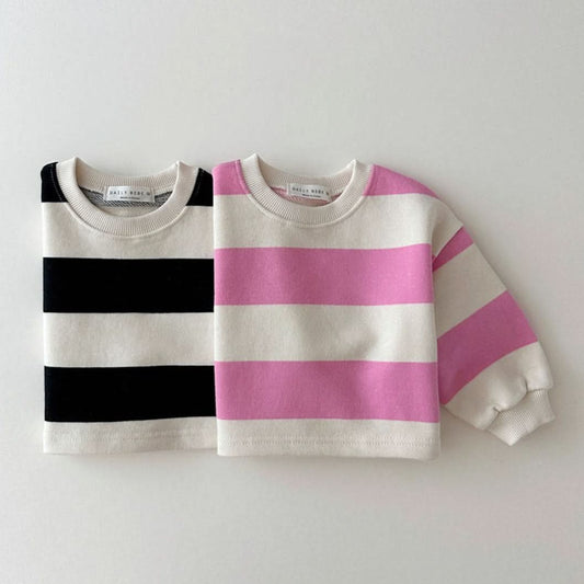 Kids Bold Stripe Crop Sweatshirt (1 - 6y) - 2 Colors kids outfit