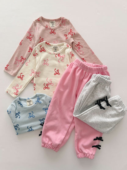 Kids Bow Print Stretch Top (1 - 3yrs) - 3 Colors kids outfit