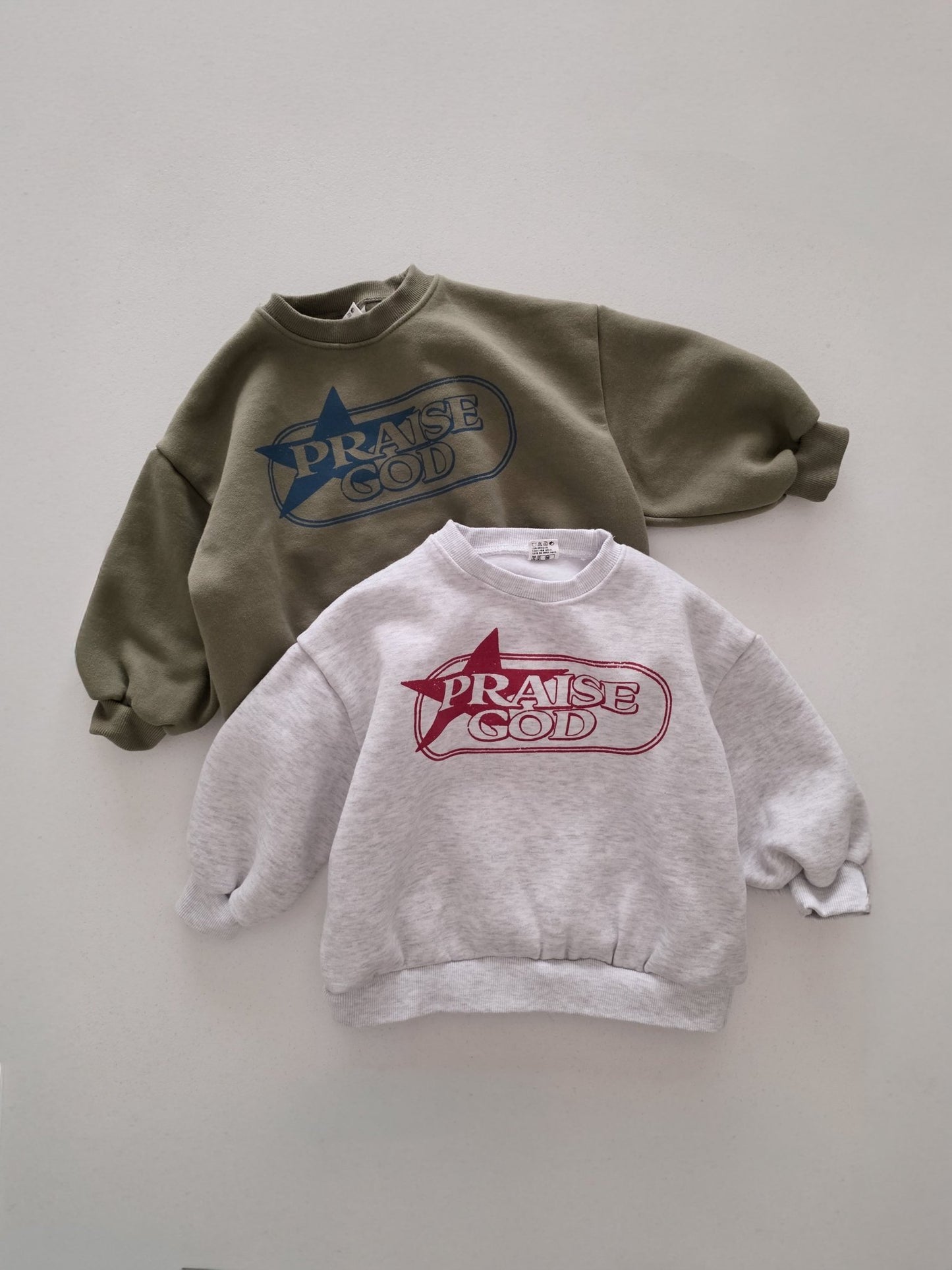 Kids Brushed Cotton PRAISE GOD Long Sleeve Sweatshirt (2 - 10y) - 2 Colors kids outfit