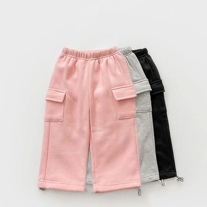 Kids Brushed Warm Fabric Cargo Adjustable Hem Jogger Pants (6 - 8y) - 3 Colors kids outfit