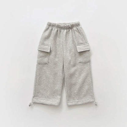 Kids Brushed Warm Fabric Cargo Adjustable Hem Jogger Pants (6 - 8y) - 3 Colors kids outfit