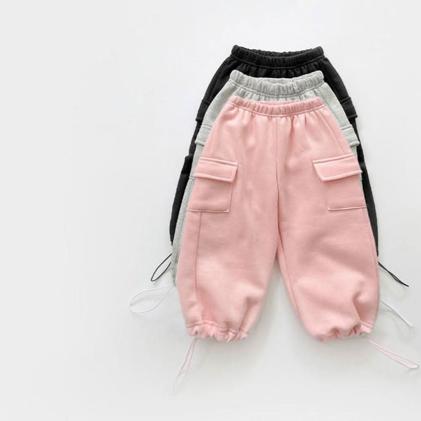 Kids Brushed Warm Fabric Cargo Adjustable Hem Jogger Pants (6 - 8y) - 3 Colors kids outfit