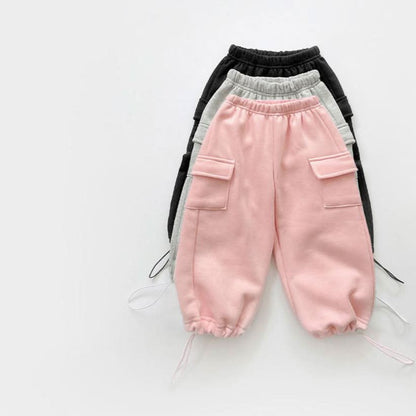 Kids Brushed Warm Fabric Cargo Adjustable Hem Jogger Pants (6 - 8y) - 3 Colors kids outfit