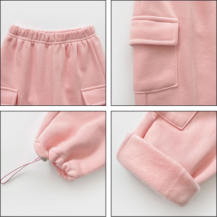Kids Brushed Warm Fabric Cargo Adjustable Hem Jogger Pants (6 - 8y) - 3 Colors kids outfit