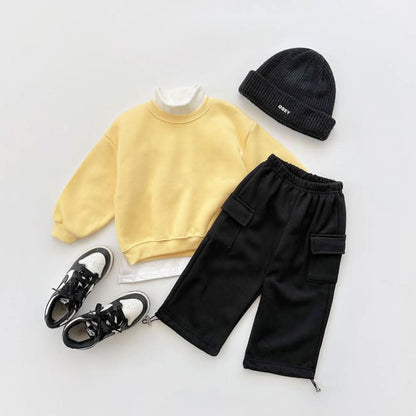 Kids Brushed Warm Fabric Cargo Adjustable Hem Jogger Pants (6 - 8y) - 3 Colors kids outfit