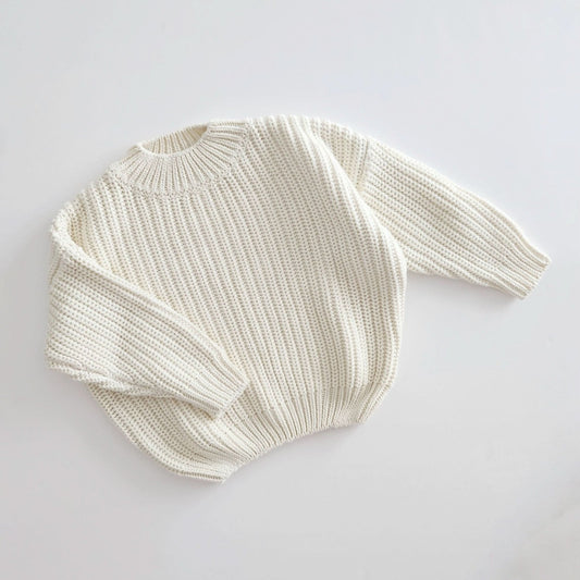 Kids Chunky Cotton Knit Sweater (3m - 6y) - Cream kids outfit