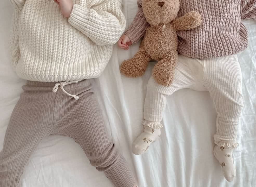 Kids Chunky Cotton Knit Sweater (3m - 6y) - Cream kids outfit