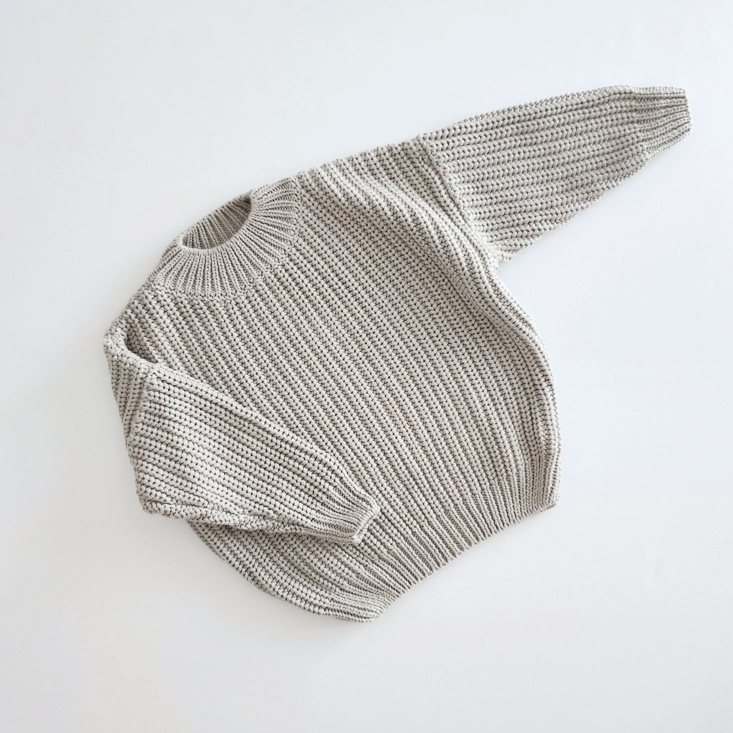 Kids Chunky Cotton Knit Sweater (3m - 6y) - Grey kids outfit