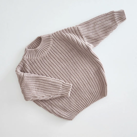 Kids Chunky Cotton Knit Sweater (3m - 6y) - Woodrose kids outfit