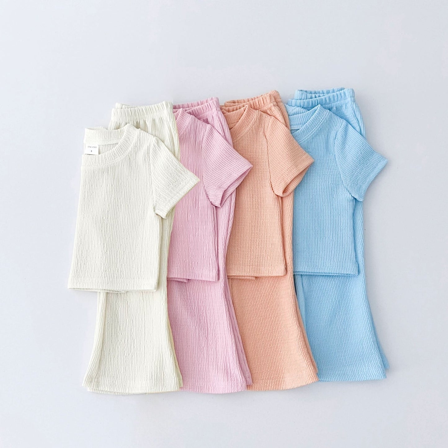 Kids Cool Short Sleeve Top and Flare Pants Set (2 - 7y) - 4 Colors kids outfit