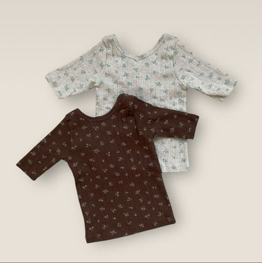 Kids F25 Floral Cross Back Ribbed Top (2 - 7y) - 2 Colors kids outfit