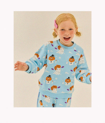 Kids F25 Halloween Long Sleeve Sweatshirt and Jogger Pants Set (3 - 9y) - Blue kids outfit