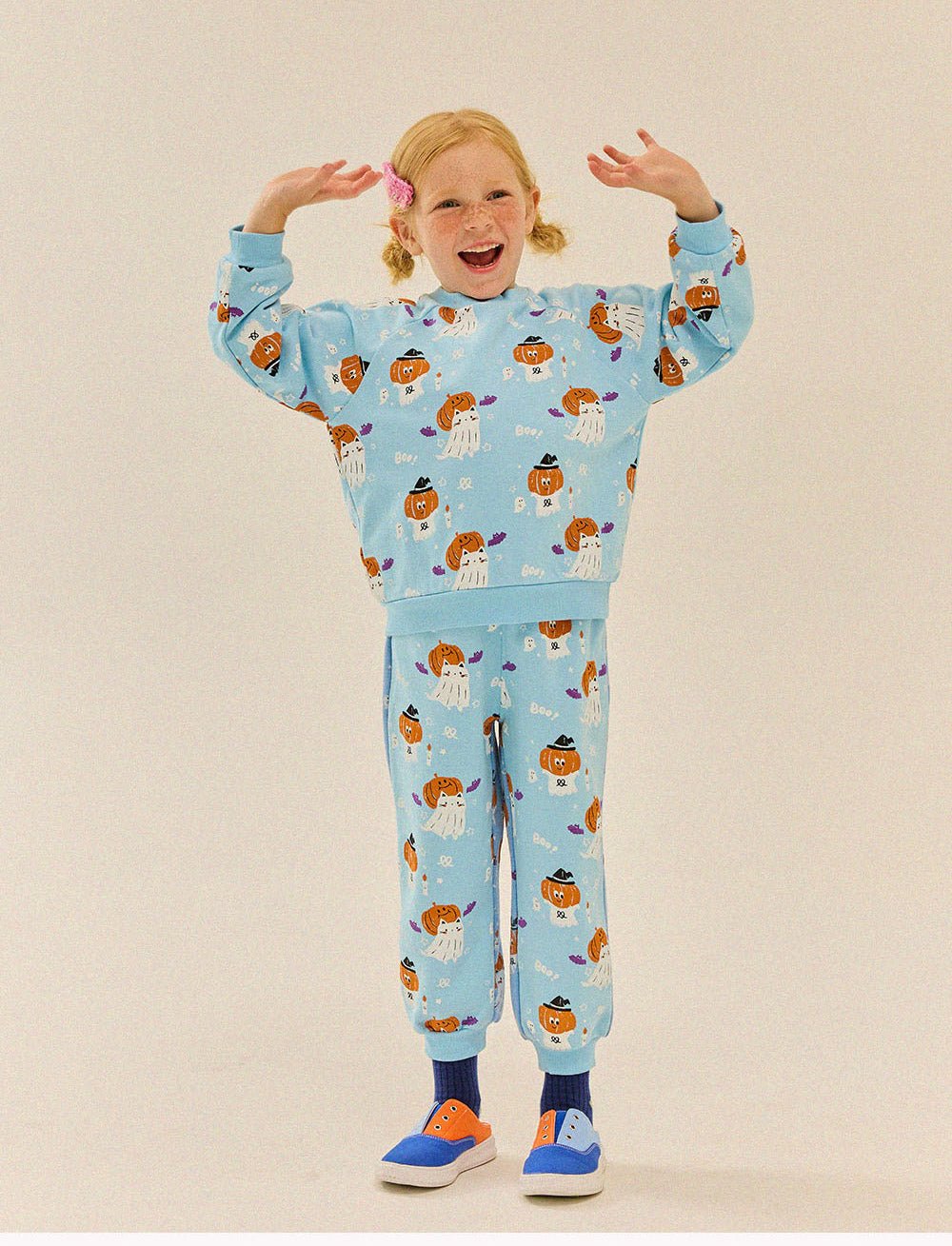 Kids F25 Halloween Long Sleeve Sweatshirt and Jogger Pants Set (3 - 9y) - Blue kids outfit