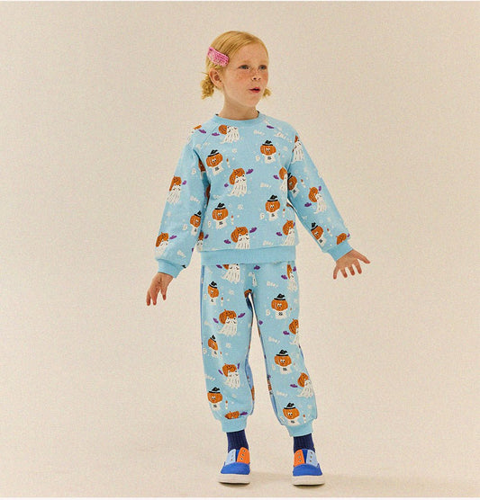 Kids F25 Halloween Long Sleeve Sweatshirt and Jogger Pants Set (3 - 9y) - Blue kids outfit