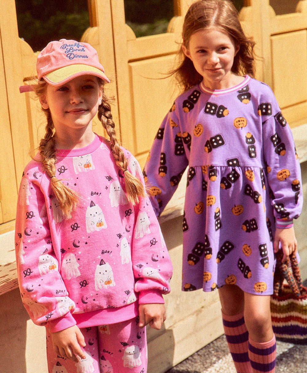 Kids F25 Halloween Long Sleeve Sweatshirt and Jogger Pants Set (3 - 9y) - Pink kids outfit