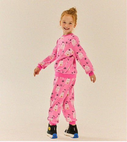 Kids F25 Halloween Long Sleeve Sweatshirt and Jogger Pants Set (3 - 9y) - Pink kids outfit
