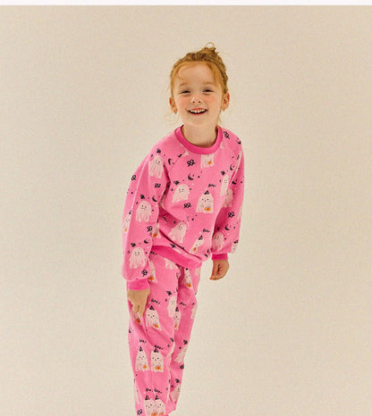 Kids F25 Halloween Long Sleeve Sweatshirt and Jogger Pants Set (3 - 9y) - Pink kids outfit