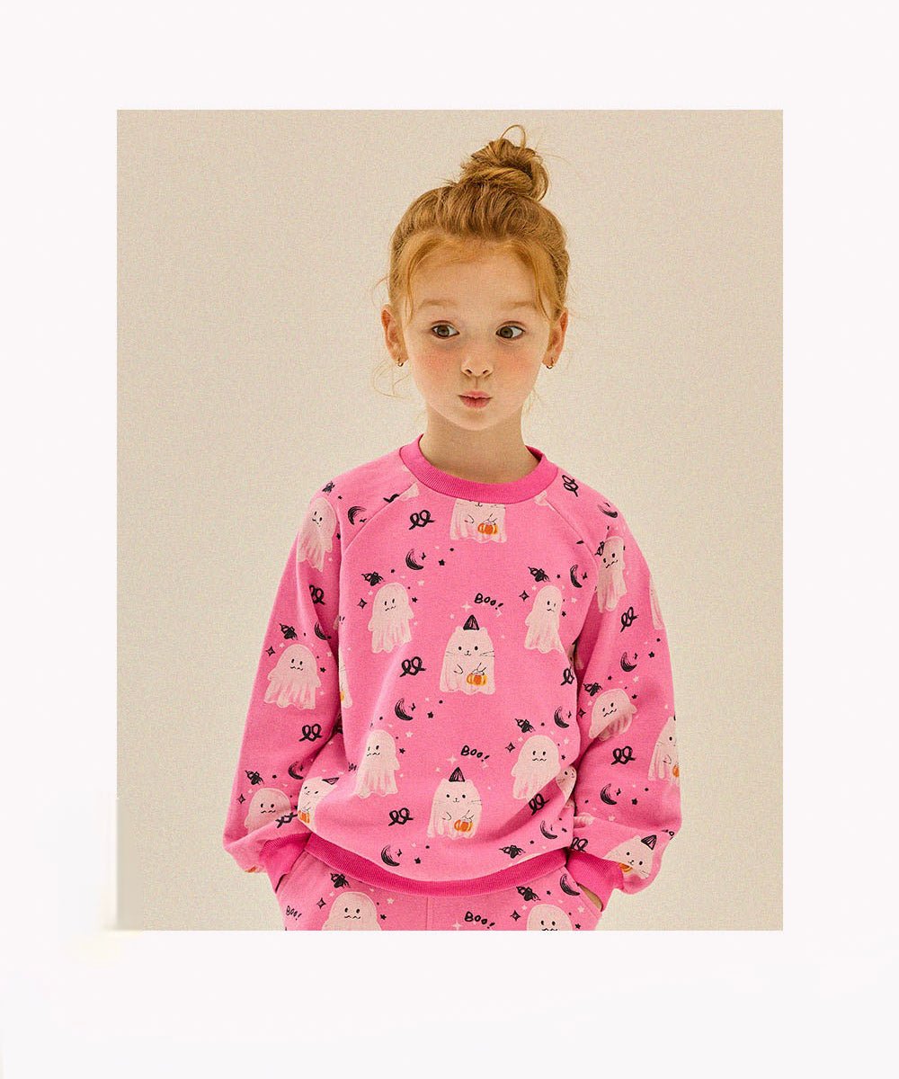 Kids F25 Halloween Long Sleeve Sweatshirt and Jogger Pants Set (3 - 9y) - Pink kids outfit