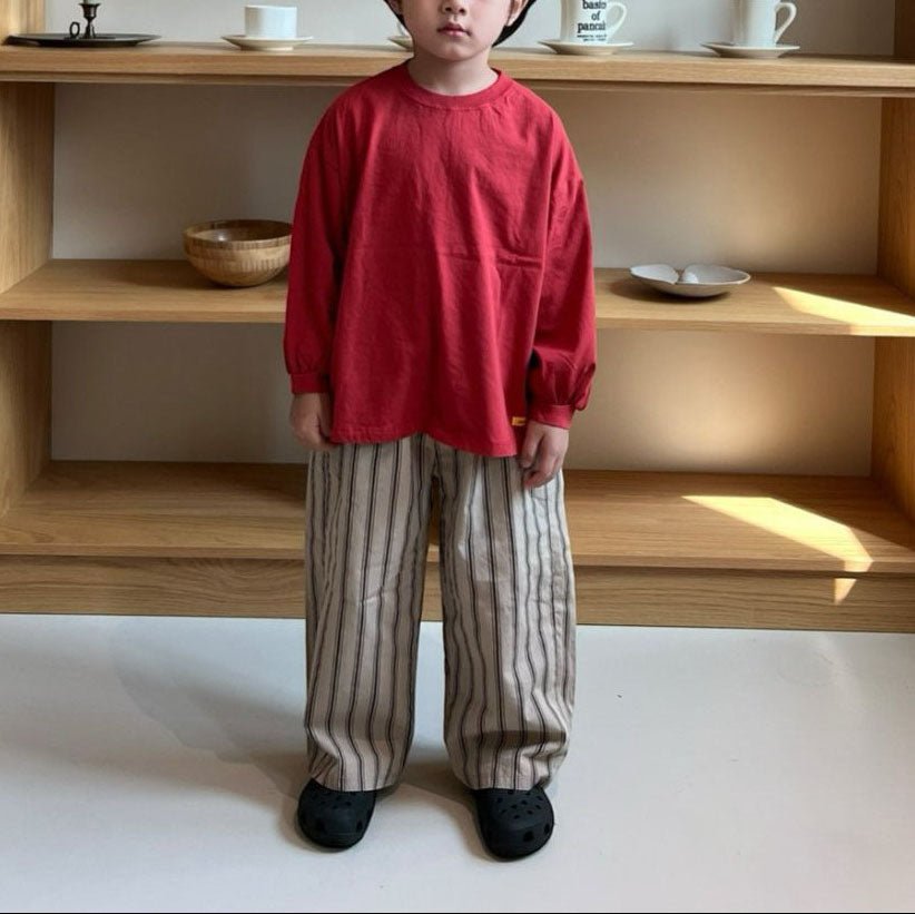 Kids F25 Stripe Pull - On Pants (2 - 7y) - Beige kids outfit