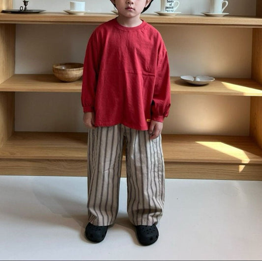 Kids F25 Stripe Pull - On Pants (2 - 7y) - Beige kids outfit