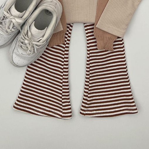 Kids F25 Stripe Ribbed Flare Pants (2 - 7y) - 4 Colors kids outfit