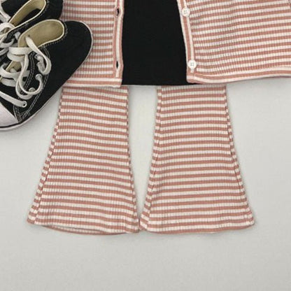 Kids F25 Stripe Ribbed Flare Pants (2 - 7y) - 4 Colors kids outfit
