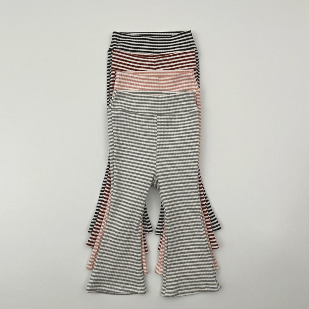 Kids F25 Stripe Ribbed Flare Pants (2 - 7y) - 4 Colors kids outfit
