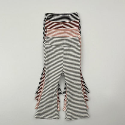 Kids F25 Stripe Ribbed Flare Pants (2 - 7y) - 4 Colors kids outfit