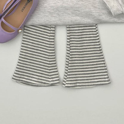 Kids F25 Stripe Ribbed Flare Pants (2 - 7y) - 4 Colors kids outfit