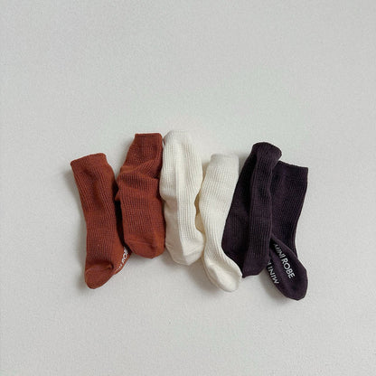 Kids F26 3pk Waffle Socks Set (10m-3y) kids outfit