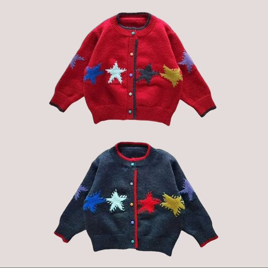 Kids F26 Star Jacquard Knit Cardigan (3-9y) - 2 Colors kids outfit