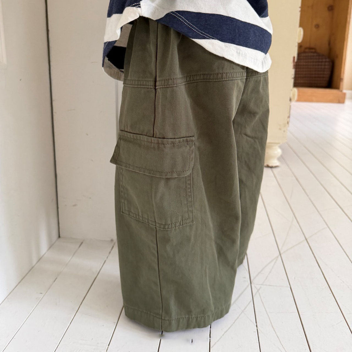 Kids F26 Stitch Detail Cargo Pants (2-8y) - Olive kids outfit