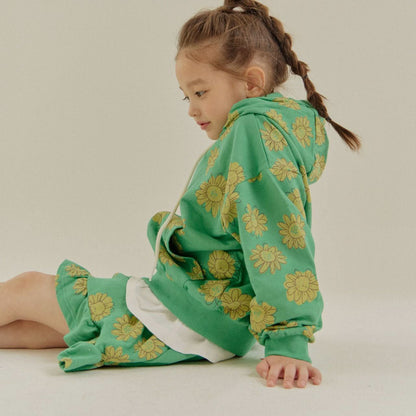 Kids Flower Print Hooded Jacket and Skirted Pants Set (2 - 6y) - 2 Colors kids outfit