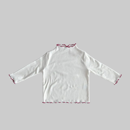 Kids FW26 Lettuce-Edge Ribbed Long Sleeve Top (1-7y) - Ivory kids outfit