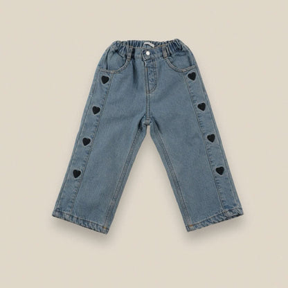 Kids Heart Embroidery Fleece Lined Denim Pants (2 - 6y) kids outfit