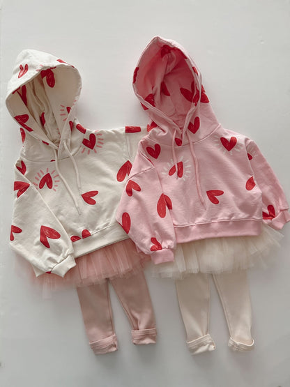 Kids Heart Print Cropped Hoodie (1 - 6y) - 2 Colors kids outfit