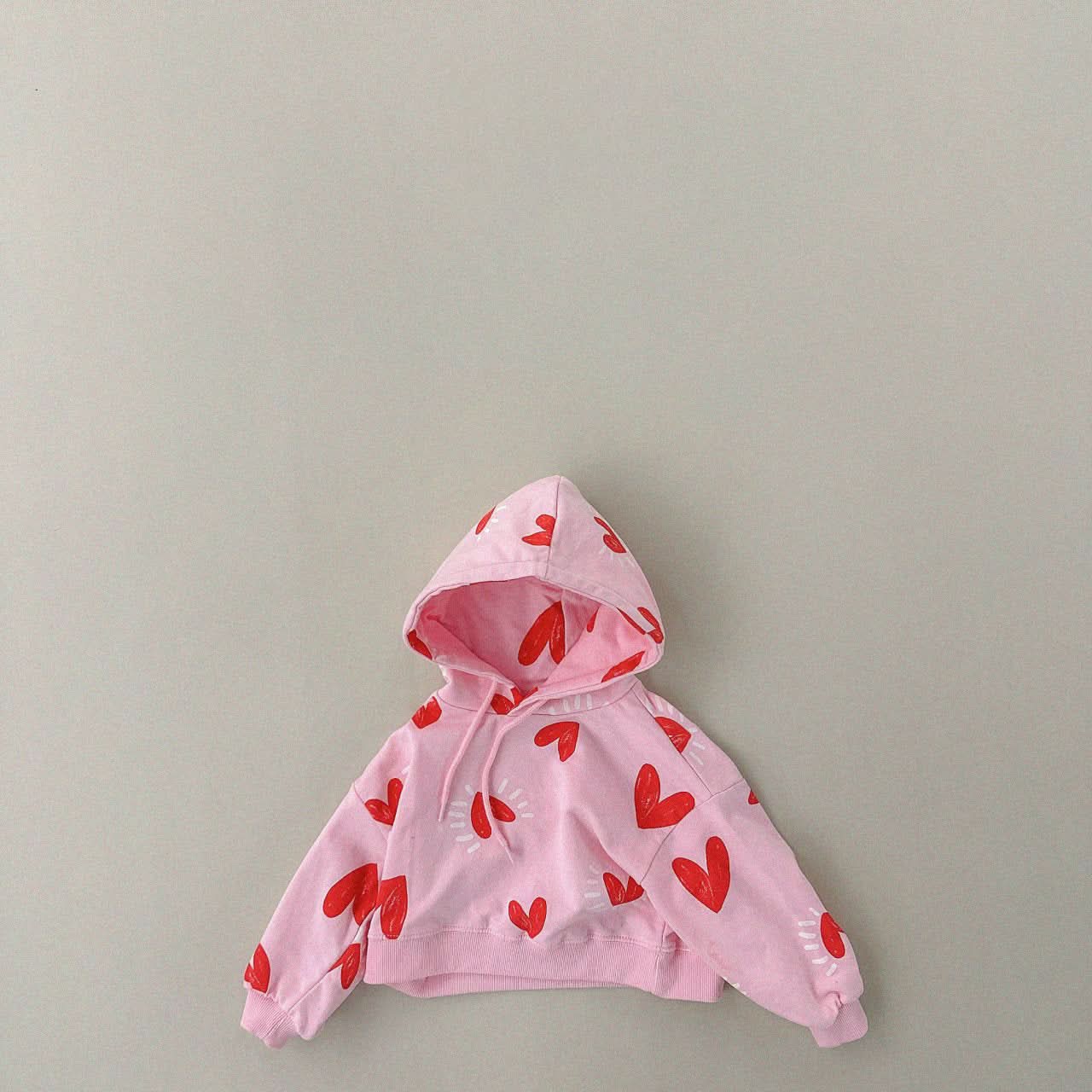 Kids Heart Print Cropped Hoodie (1 - 6y) - 2 Colors kids outfit