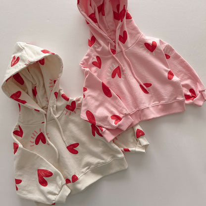 Kids Heart Print Cropped Hoodie (1 - 6y) - 2 Colors kids outfit