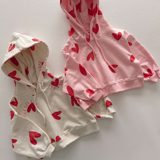 Kids Heart Print Cropped Hoodie (1 - 6y) - 2 Colors kids outfit