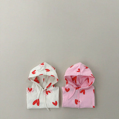 Kids Heart Print Cropped Hoodie (1 - 6y) - 2 Colors kids outfit