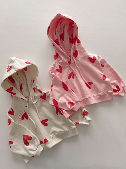 Kids Heart Print Cropped Hoodie (1 - 6y) - 2 Colors kids outfit