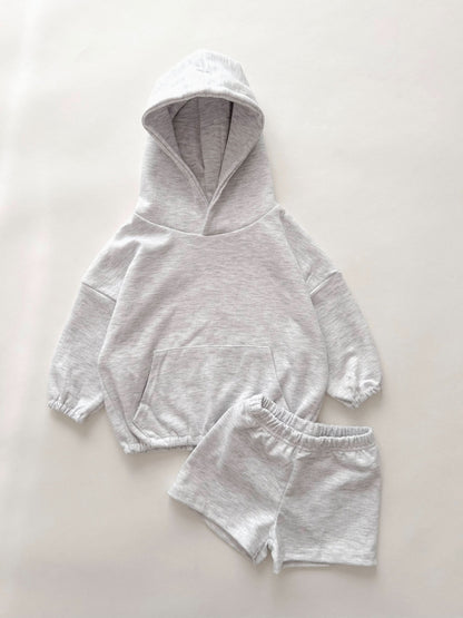 Kids Kangaroo Pocket Hoodie Pullover and Shorts Set (7 - 10y) - 5 Colors kids outfit