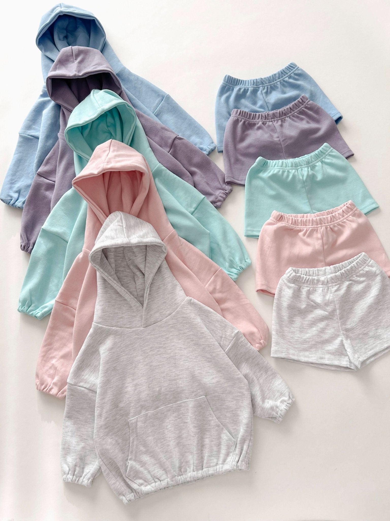 Kids Kangaroo Pocket Hoodie Pullover and Shorts Set (7 - 10y) - 5 Colors kids outfit