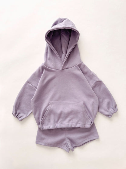 Kids Kangaroo Pocket Hoodie Pullover and Shorts Set (7 - 10y) - 5 Colors kids outfit