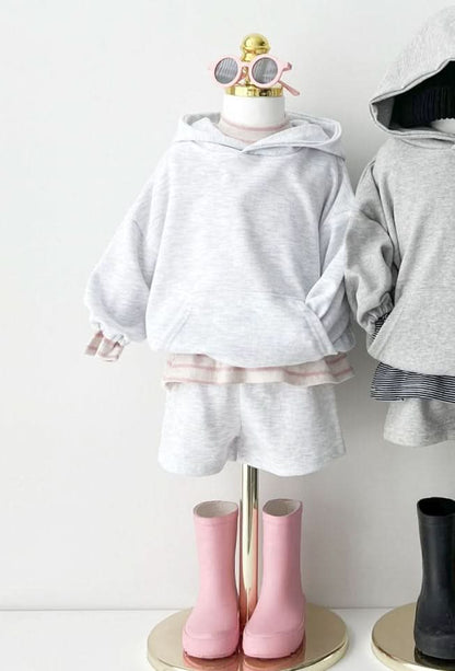 Kids Kangaroo Pocket Hoodie Pullover and Shorts Set (7 - 10y) - 5 Colors kids outfit