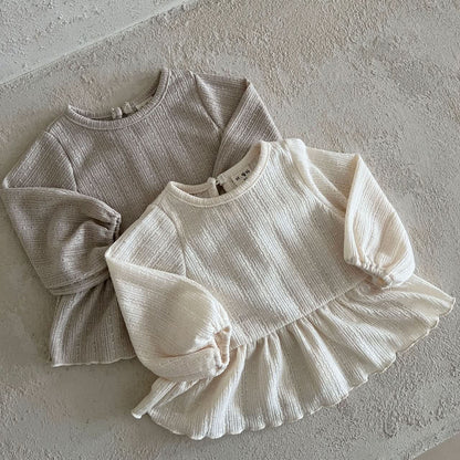 Kids Lala S25 Bubble Sleeve Ruffle Top (1 - 6y) - 2 Colors kids outfit