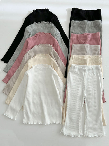 Kids Lettuce - edge Ribbed Flare Pants (2 - 9y) - 6 Colors kids outfit