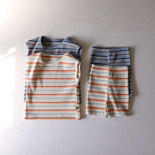 Kids Multi Color Stripe Sleeveless Top and Shorts Set (1 - 6y) - 2 Colors kids outfit